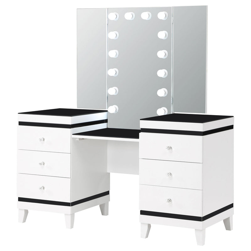  Coaster Furniture Talei 930244 6-Drawer Vanity Set with Lighting - Black and White IMAGE 5