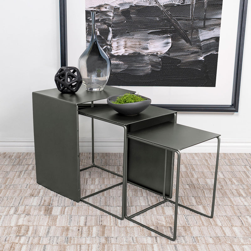  Coaster Furniture Imez 930250 3-piece Rectangular Metal Nesting Table Set - Grey IMAGE 6