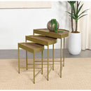  Coaster Furniture Tristen 936156 3-Piece Demilune Nesting Table - Brown and Gold IMAGE 2