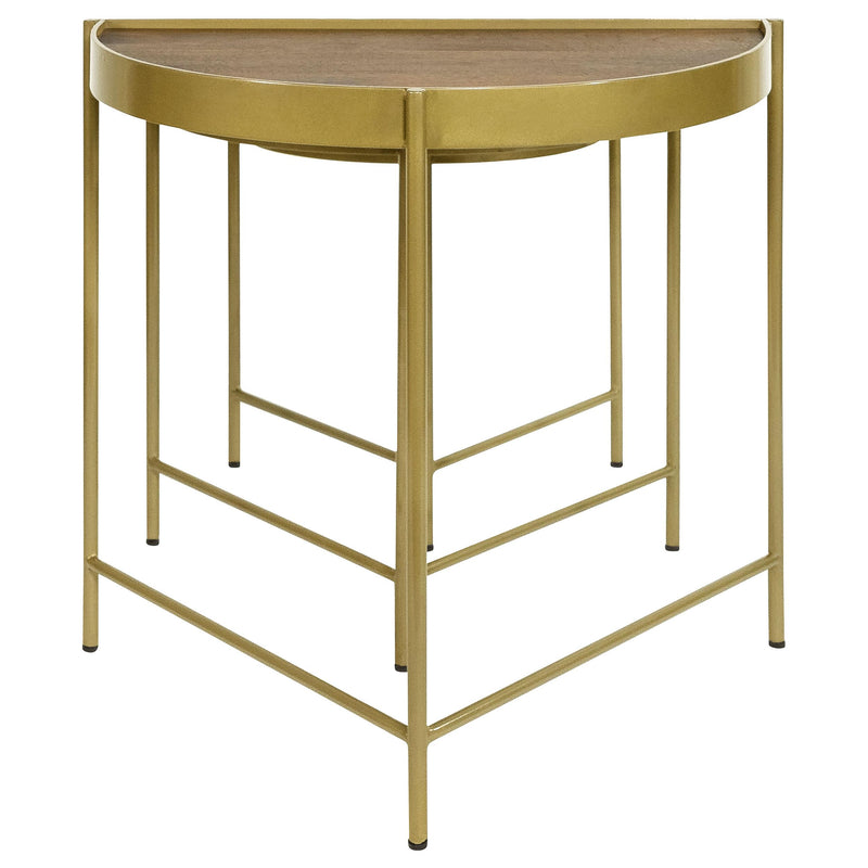  Coaster Furniture Tristen 936156 3-Piece Demilune Nesting Table - Brown and Gold IMAGE 3