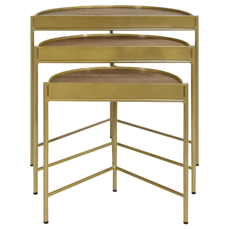  Coaster Furniture Tristen 936156 3-Piece Demilune Nesting Table - Brown and Gold IMAGE 5