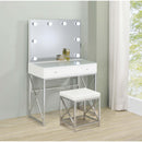 Coaster Furniture Eliza 936164 Vanity Set with Lighting & Stool - White and Chrome IMAGE 3