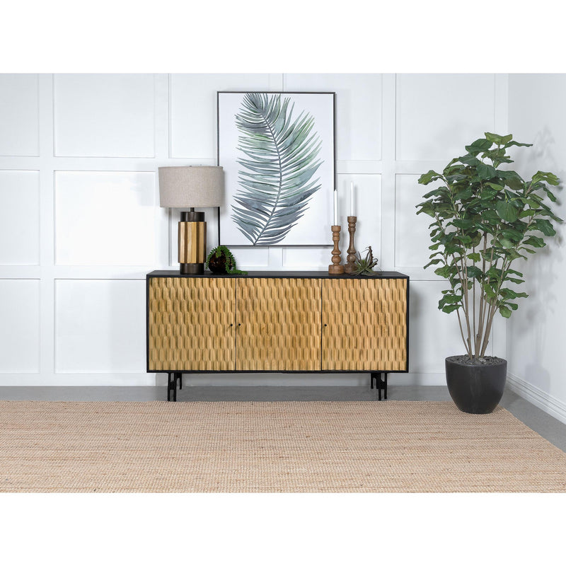  Coaster Furniture Aminah 950383 3-door Wood Accent Cabinet - Natural and Black IMAGE 10
