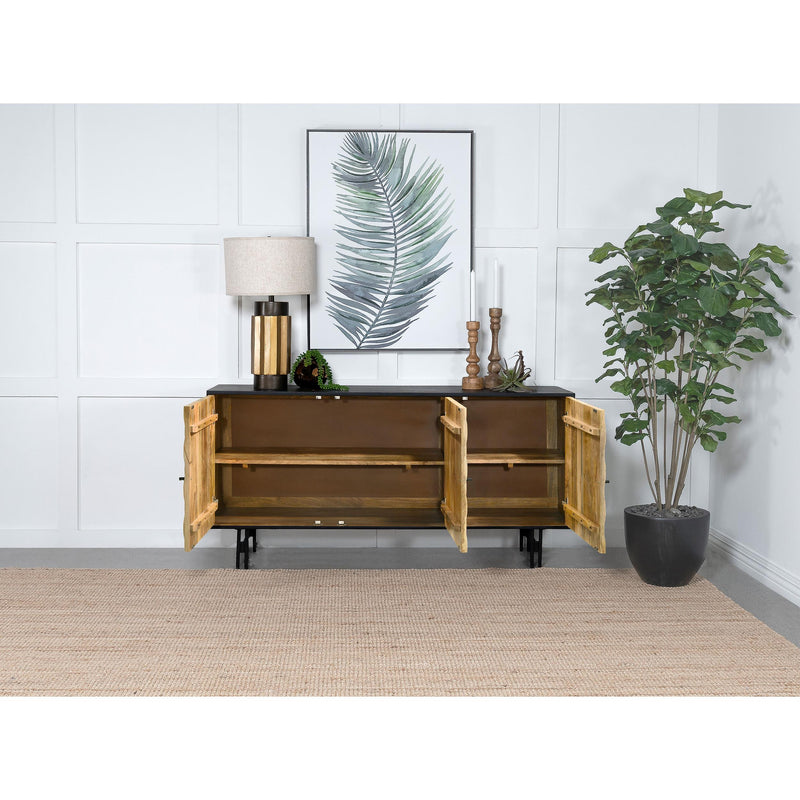  Coaster Furniture Aminah 950383 3-door Wood Accent Cabinet - Natural and Black IMAGE 11
