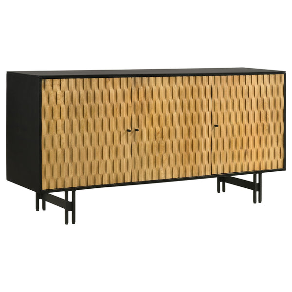  Coaster Furniture Aminah 950383 3-door Wood Accent Cabinet - Natural and Black IMAGE 1