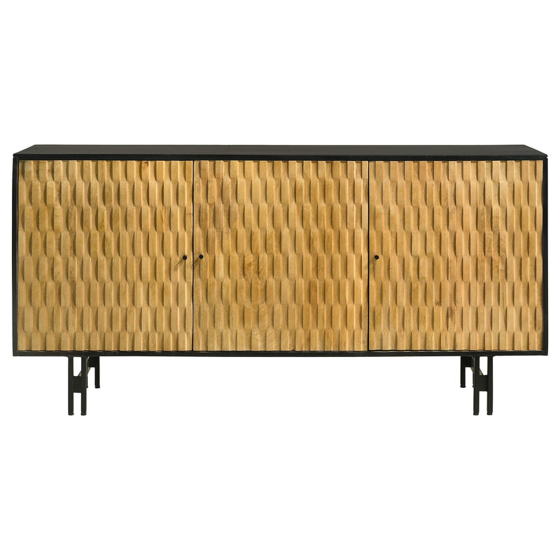  Coaster Furniture Aminah 950383 3-door Wood Accent Cabinet - Natural and Black IMAGE 3