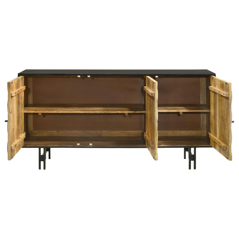  Coaster Furniture Aminah 950383 3-door Wood Accent Cabinet - Natural and Black IMAGE 4
