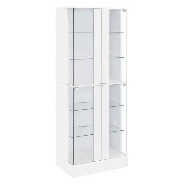  Coaster Furniture Cabra 950397 4-door LED Curio Display Cabinet - White High Gloss IMAGE 1