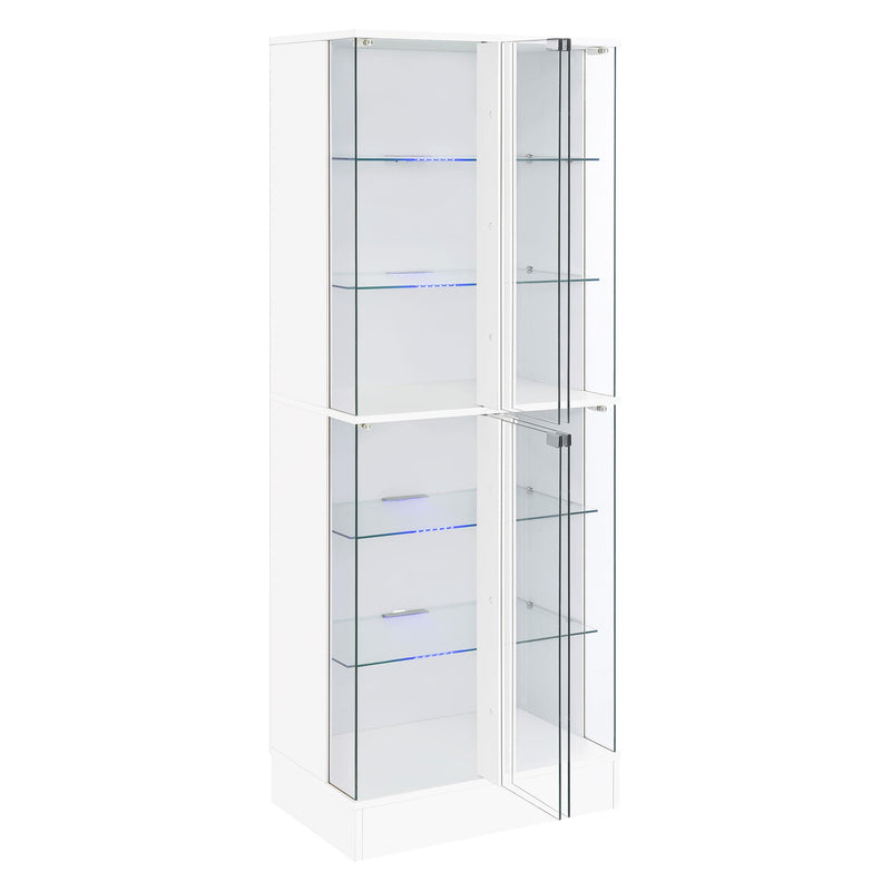  Coaster Furniture Cabra 950397 4-door LED Curio Display Cabinet - White High Gloss IMAGE 3