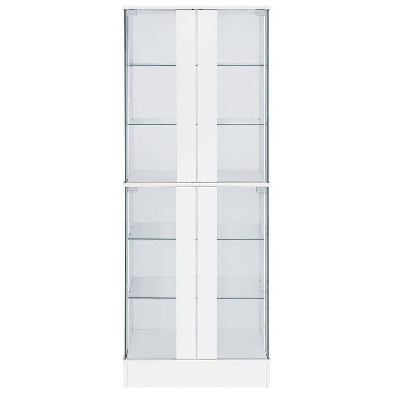  Coaster Furniture Cabra 950397 4-door LED Curio Display Cabinet - White High Gloss IMAGE 4