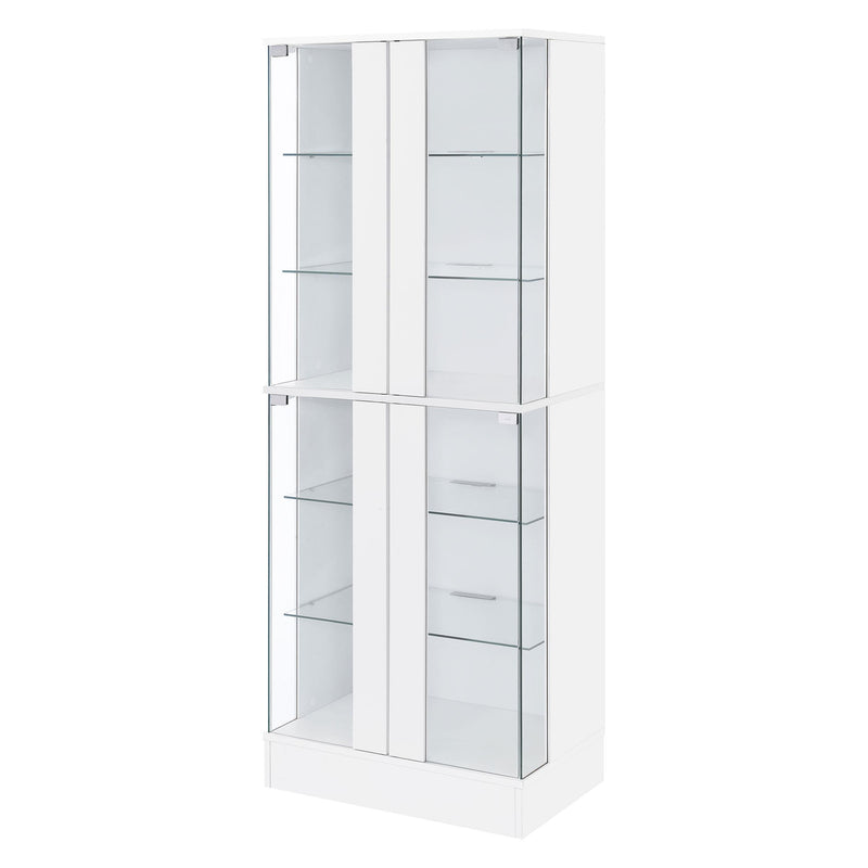  Coaster Furniture Cabra 950397 4-door LED Curio Display Cabinet - White High Gloss IMAGE 5