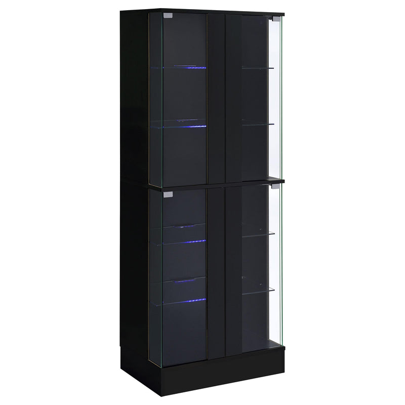  Coaster Furniture Cabra 950398 4-door LED Curio Display Cabinet - Black High Gloss IMAGE 4