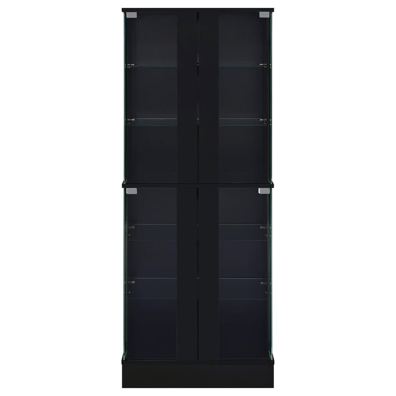  Coaster Furniture Cabra 950398 4-door LED Curio Display Cabinet - Black High Gloss IMAGE 6