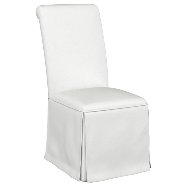  Coaster Furniture Shawna 100748 Upholstered Skirted Side Chair - White IMAGE 1