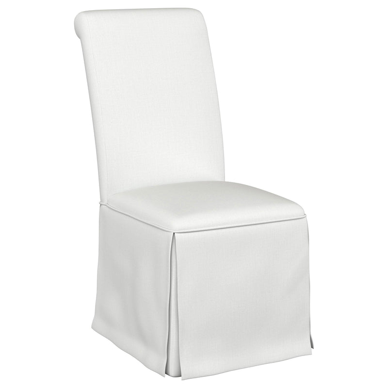  Coaster Furniture Shawna 100748 Upholstered Skirted Side Chair - White IMAGE 1