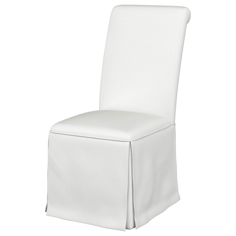  Coaster Furniture Shawna 100748 Upholstered Skirted Side Chair - White IMAGE 3