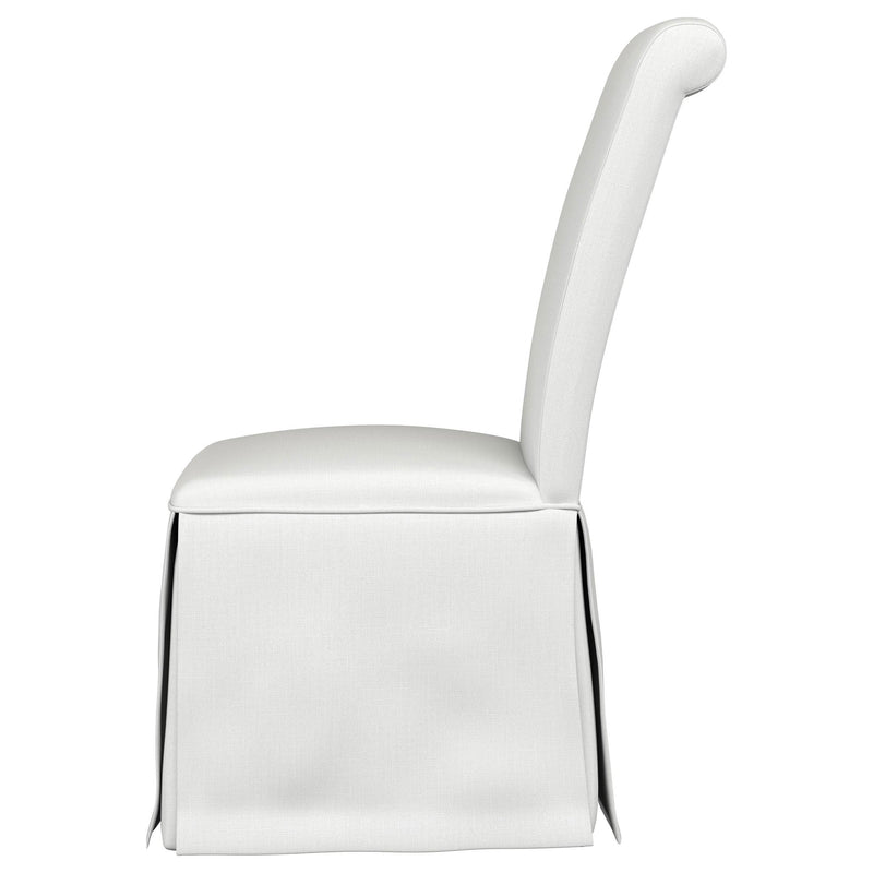  Coaster Furniture Shawna 100748 Upholstered Skirted Side Chair - White IMAGE 4