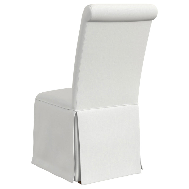  Coaster Furniture Shawna 100748 Upholstered Skirted Side Chair - White IMAGE 5