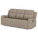  Coaster Furniture Brentwood 610281 Upholstered Motion Reclining Sofa - Taupe IMAGE 3