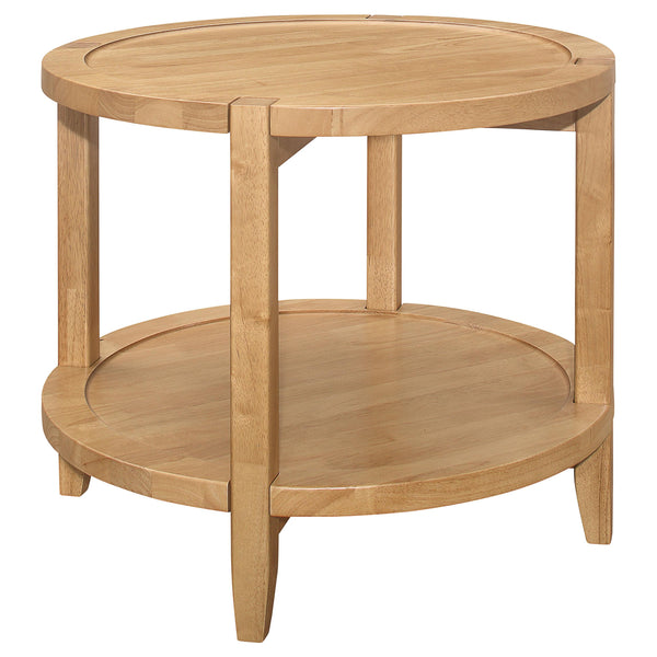  Coaster Furniture Camillo 709697 Round Solid Wood Side End Table - Maple Brown IMAGE 1
