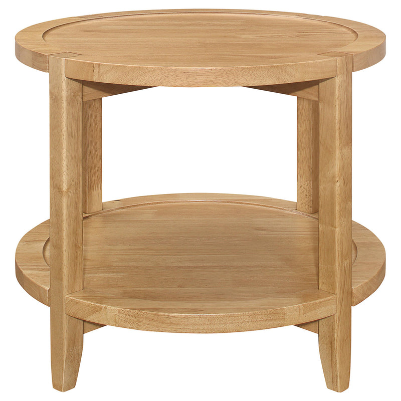  Coaster Furniture Camillo 709697 Round Solid Wood Side End Table - Maple Brown IMAGE 4