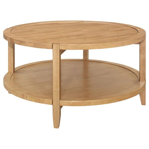  Coaster Furniture Camillo 709698 Round Solid Wood Coffee Table - Maple Brown IMAGE 1