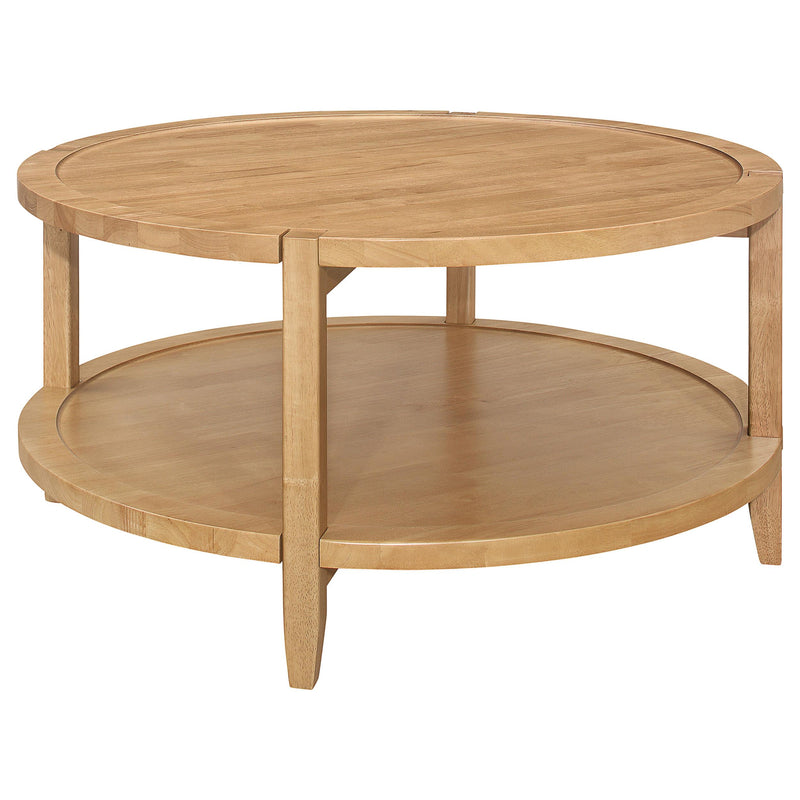  Coaster Furniture Camillo 709698 Round Solid Wood Coffee Table - Maple Brown IMAGE 1
