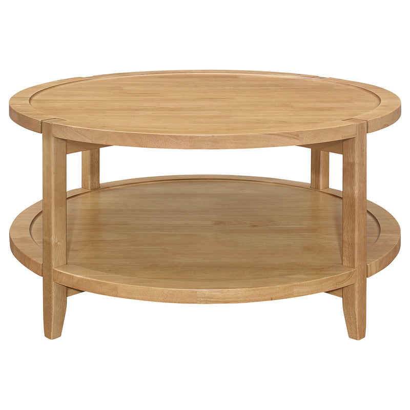  Coaster Furniture Camillo 709698 Round Solid Wood Coffee Table - Maple Brown IMAGE 4