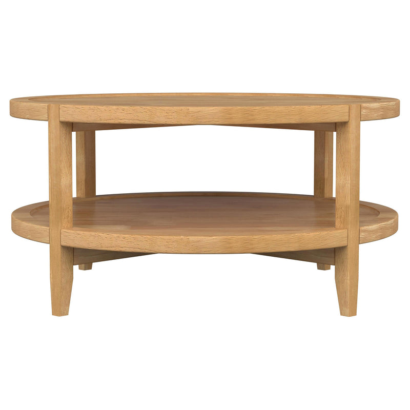  Coaster Furniture Camillo 709698 Round Solid Wood Coffee Table - Maple Brown IMAGE 5