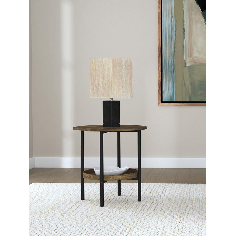 Coaster Furniture Delfin 721617 Round Glass Top Side End Table - Black and Brown IMAGE 4