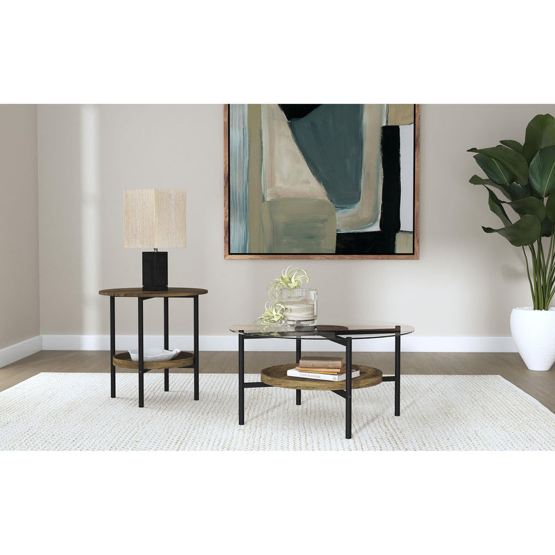  Coaster Furniture Delfin 721617 Round Glass Top Side End Table - Black and Brown IMAGE 5