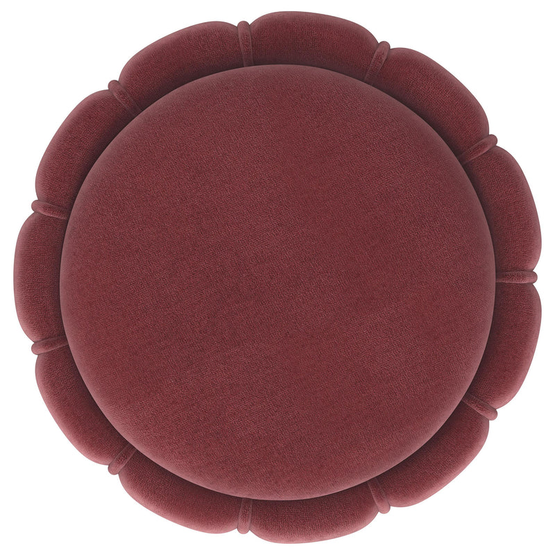  Coaster Furniture Sora 910290 Round Upholstered Ottoman - Berry IMAGE 2