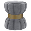  Coaster Furniture Sora 910291 Round Upholstered Ottoman - Grey IMAGE 1