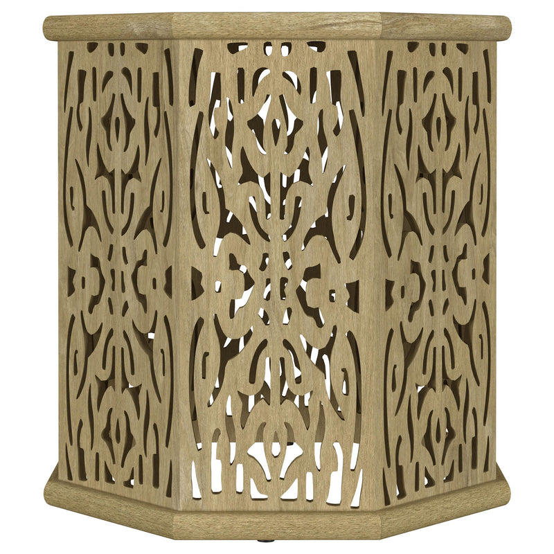  Coaster Furniture Torres 931148 Octagonal Solid Mango Wood Side Table - Natural Brown IMAGE 2