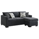  Coaster Furniture Storey 504777 Upholstered Sleeper Sectional Chaise Sofa - Dark Grey IMAGE 1