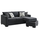  Coaster Furniture Storey 504777 Upholstered Sleeper Sectional Chaise Sofa - Dark Grey IMAGE 2