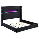  Coaster Furniture Tisdall 306031Q Upholstered Queen Flame Visualizer Bed - Black IMAGE 2