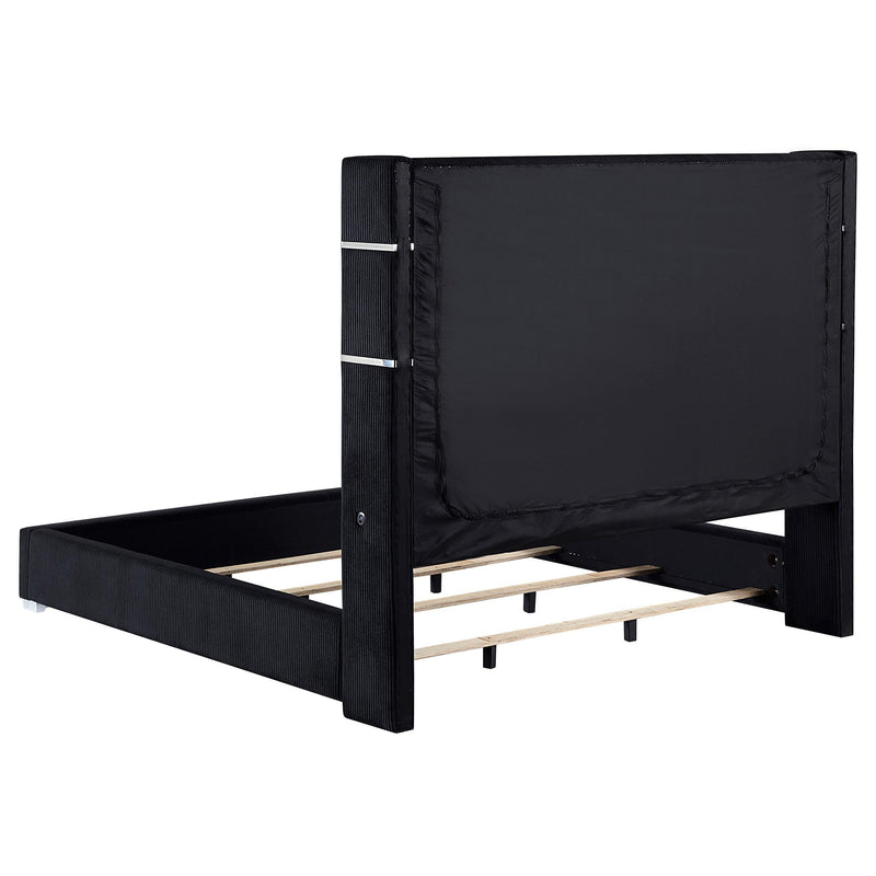  Coaster Furniture Tisdall 306031Q Upholstered Queen Flame Visualizer Bed - Black IMAGE 3