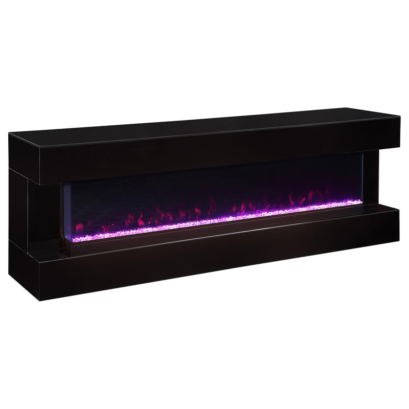  Coaster Furniture Vallerie 710022 71" TV Stand with Visual Flame Box - Black IMAGE 2