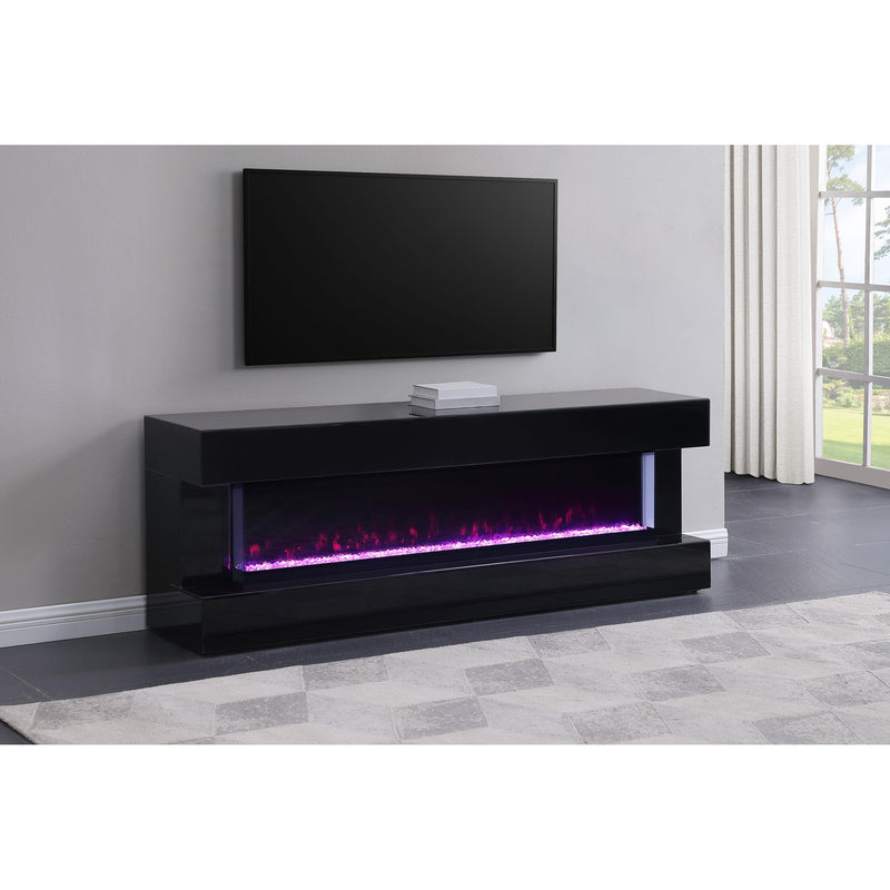  Coaster Furniture Vallerie 710022 71" TV Stand with Visual Flame Box - Black IMAGE 7