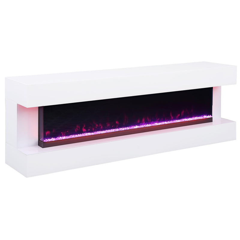  Coaster Furniture Vallerie 710023 71" TV Stand with Visual Flame Box - White IMAGE 2