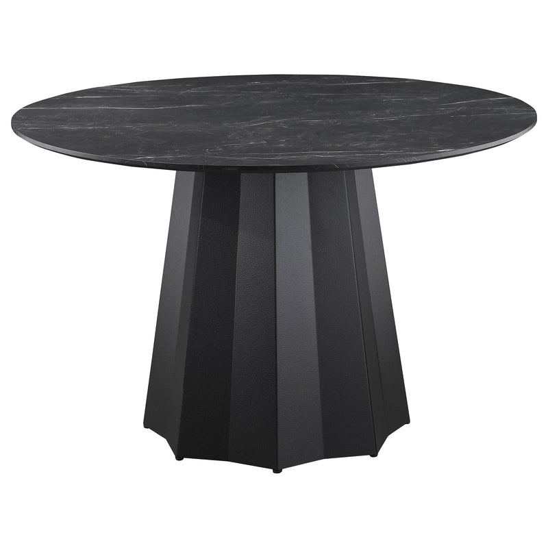 Coaster Furniture Camden 105780 Round 48-inch Faux Marble Top Dining Table - Black IMAGE 1