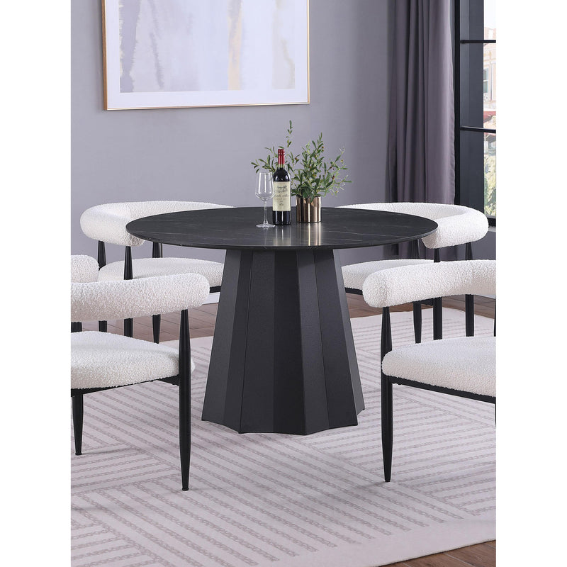  Coaster Furniture Camden 105780 Round 48-inch Faux Marble Top Dining Table - Black IMAGE 3
