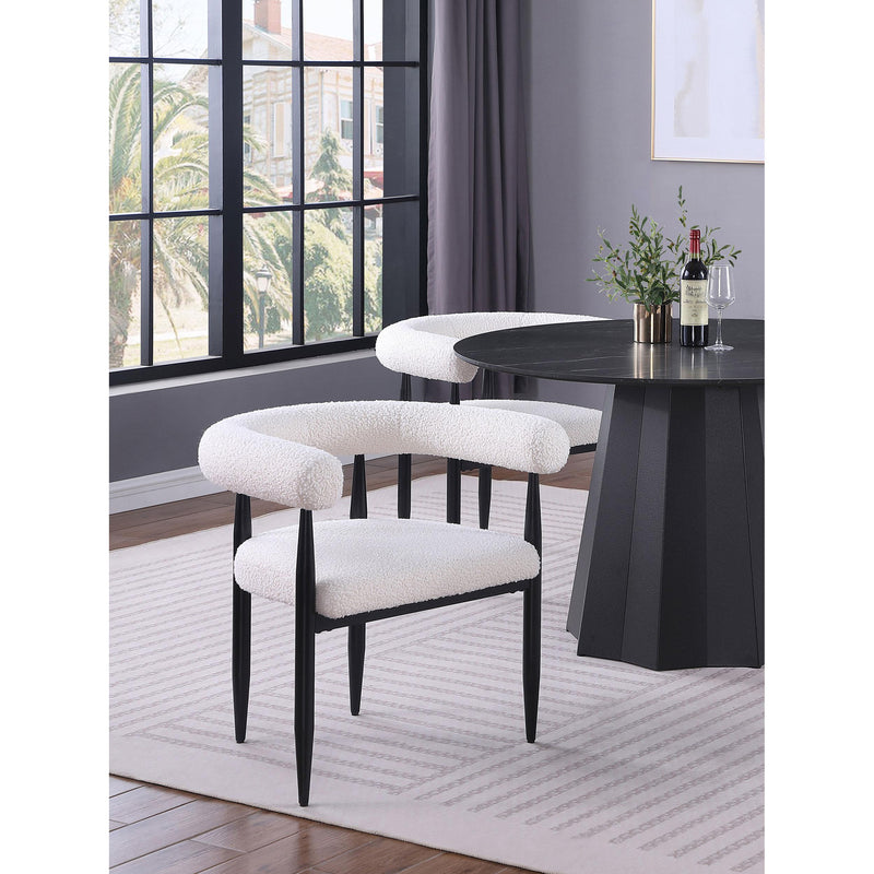  Coaster Furniture Dunmore 105782 Boucle Upholstered Dining Arm Chair - Cream IMAGE 2