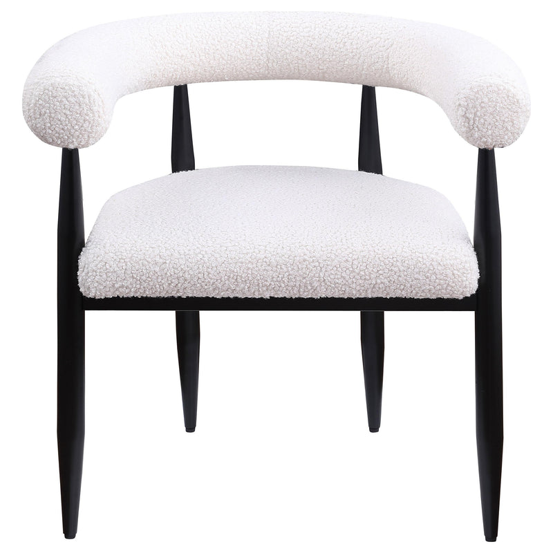 Coaster Furniture Dunmore 105782 Boucle Upholstered Dining Arm Chair - Cream IMAGE 3