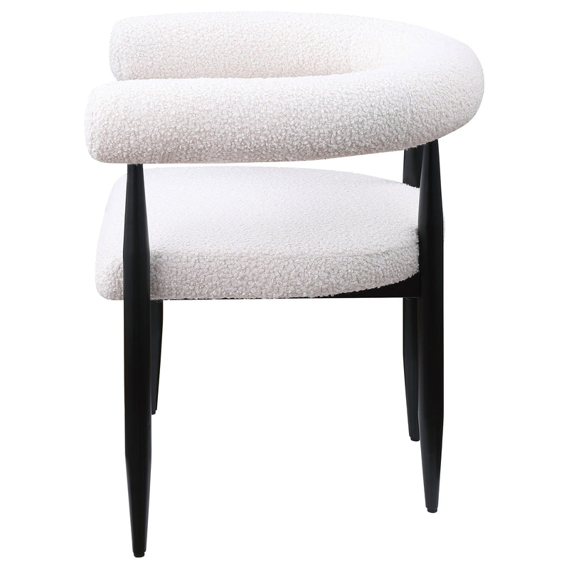  Coaster Furniture Dunmore 105782 Boucle Upholstered Dining Arm Chair - Cream IMAGE 5