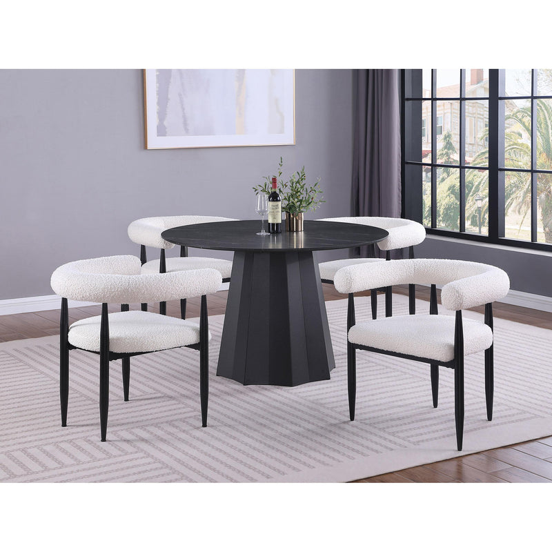  Coaster Furniture Dunmore 105782 Boucle Upholstered Dining Arm Chair - Cream IMAGE 9