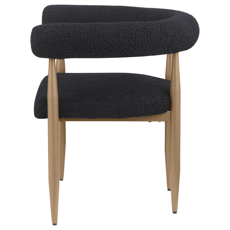  Coaster Furniture Dunmore 105762 Boucle Upholstered Dining Arm Chair - Black IMAGE 5