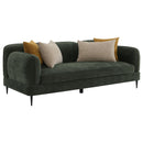  Coaster Furniture Jade 509131 Chenille Upholstered Modern Track Arm Sofa - Green IMAGE 1