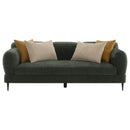  Coaster Furniture Jade 509131 Chenille Upholstered Modern Track Arm Sofa - Green IMAGE 2